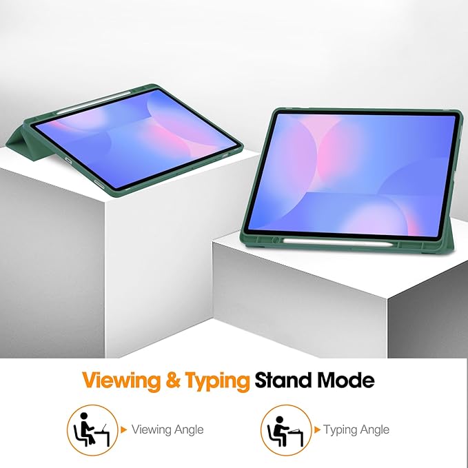 for Galaxy Tab S10 FE Plus Case 13.1 Inch 2025 (Model: SM-X620/X626B) Trifold Stand Cover with S Pen Holder [Auto Wake/Sleep] PU Leather Soft TPU Back Shell for Tab S10 FE+ 13.1 DarkGreen
