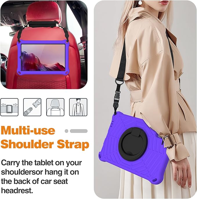 Compatible with Lenovo Tab M9 9.0 inch (TB-310FU) 2023 Case Tablet for Kids Light Weight EVA Rugged Shockproof Full Cover 360 Rotating Handle Stand Case (Purple)