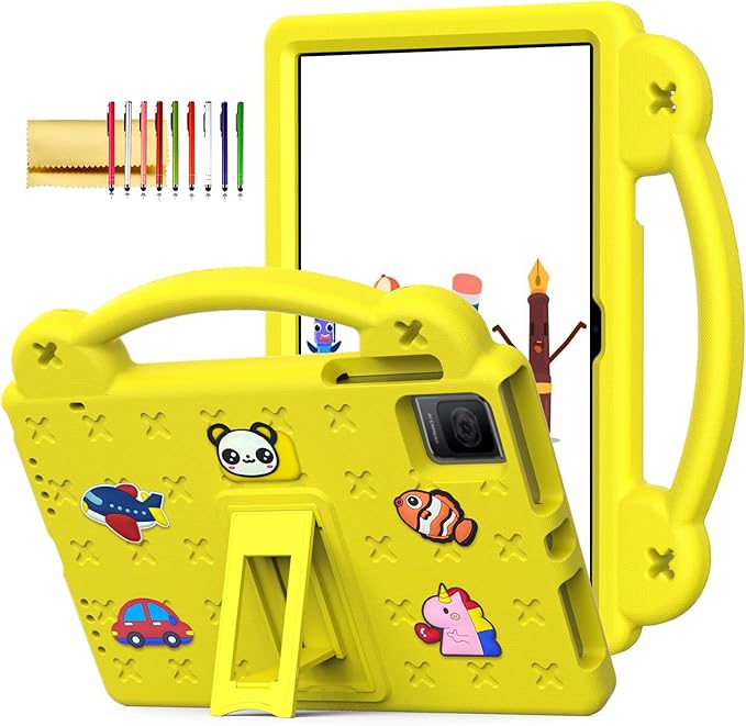 Dteck Tablet Case for T-Mobile Revvl Tab 5G 2023 Cute Cartoon Panda Shockproof Rugged Lightweight Convertible Stand Handles Kids Friendly Case for T-Mobile REVVL Tab 5G 2023 10.36 TabletYellow