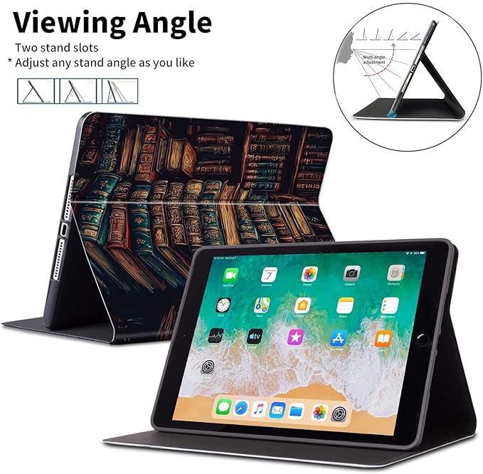 for Amazon Fire HD 8 Tablet Case (12th/10th Generation 2024/2022/2020 Release)-Slim PU Leather Adjustable Stand Smart Cover with Auto Wake/SleepLibrary