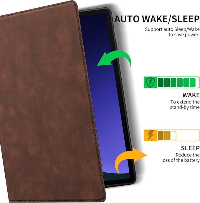 for Samsung Galaxy Tab S9 FE+/S9 Plus/S10 Plus+ 12.4 inch Case 2023/2024(Model:SM-X820/X810/X610) Leather Protective Shell Protection Cover with S Pen HolderAuto Sleep/Wake.Dark Brown
