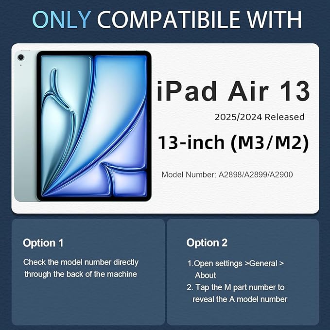 WESOROL for iPad Air 13 Inch Case M3/M2 2025/2024 with Pencil Holder/Screen Protector/360° Rotating StandMilitary Grade Shockproof Cover for iPad Air Case 13 Inch Black Blue