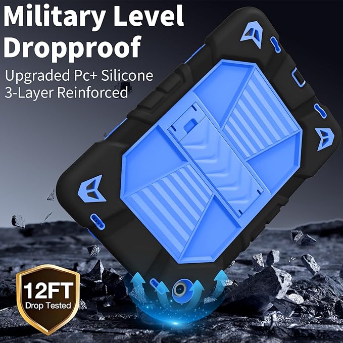 JKSML Case for Samsung Galaxy Tab A9+ / A9 Plus 11 inch 2023 Military Grade Drop Protection Cover with Built-in Kickstand &amp Shoulder Strap for Tab A9+ Tablet (SM-X210/X216/X218) Black + Blue