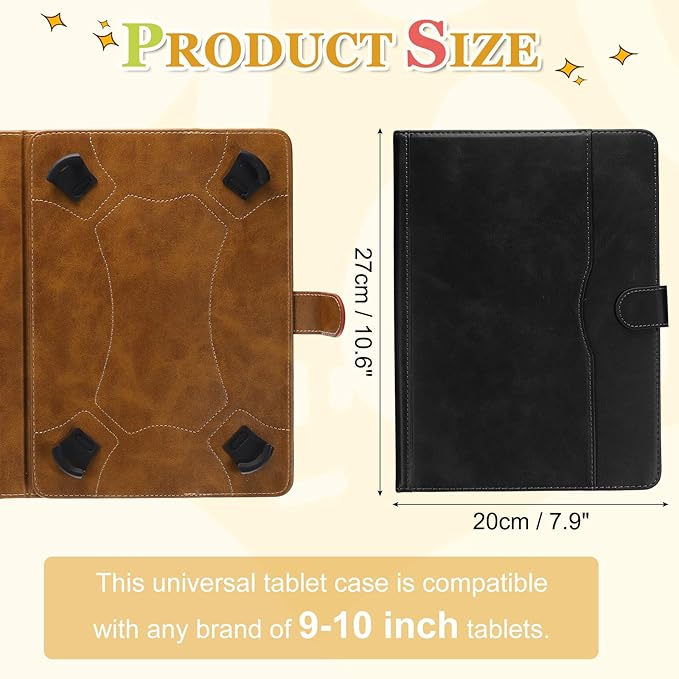 Tablet Case (10.6 x 7.9 Inch) - PU Leather Folio Standing Protective Case Universal Protective Cover Case for 9-10 Inch Tablet Black