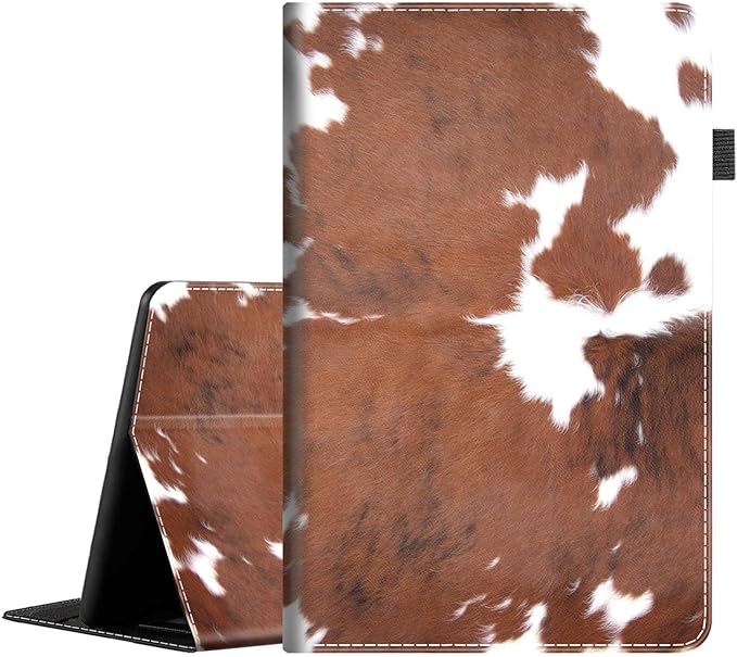 Case for All-New Amazon Fire Max 11 Tablet (13th Generation 2023 Release) Multi-Angle Stand Smart Protective Cover with Auto Wake/Sleep Cowhide Farm Animal Skin Leopard Brown Cow