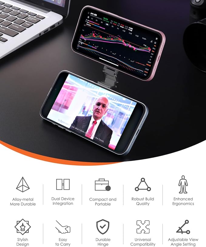 Twins Carry: Magnetic Dual-Phone Holder for iPhone &amp Android | Lightweight Solution for Professionals Travelers &amp Gamers | Manage 2 Mobile Phones for Work Personal Use (Carbon Fiber Mini)