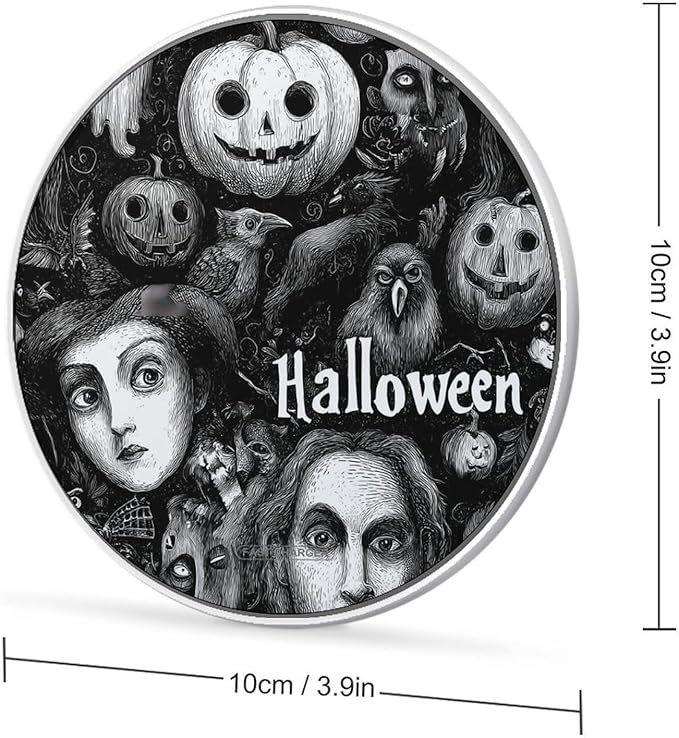 Halloween Pumpkins Ghosted Ravens Phone Charger Magnetic Charging Pad Anti-Slip with USB Cable