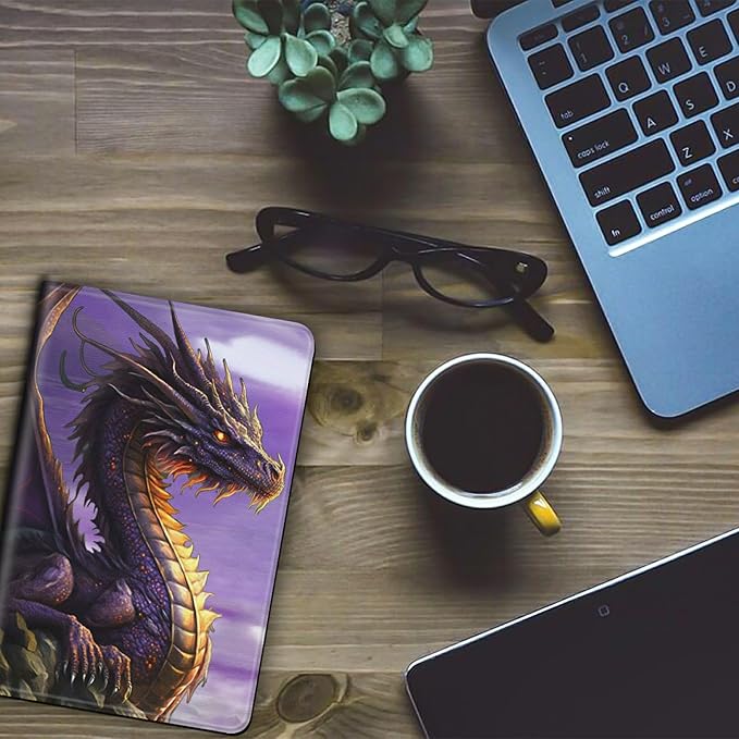 Case for Kindle Paperwhite 12th Generation &amp Kindle Colorsoft Signature Edition 2024 7 inch Lightweight Smart Case PU Leather Adjustable Stand Protective Cover with Auto Wake/Sleep - Purple Dragon