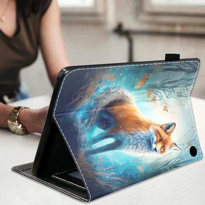 Case for All-New Amazon Fire HD 10 &amp 10 Plus Tablet 10.1 (13th/11th Generation 2023/2021 Release) Slim Stand Folio Cover with Card Slot &amp Auto Wake/Sleep - Jungle Fox