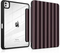 DONGKE for iPad Pro 11-Inch Case (M5 2025 / M4 2024) 6th/5th Generation [Auto Sleep/Wake &amp Pencil Pro Holder] Clear Acrylic Back Smart Trifold Stand Cover Brown Stripes
