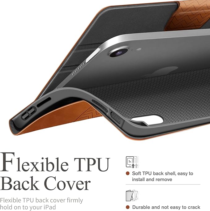 auaua Case for iPad mini 7 (A17 Pro 2024) / iPad mini 6 Case (2021) 8.3 inch with Pencil Holder Multiple Viewing Angles Magnetic Closure Auto Sleep/Wake (Brown)