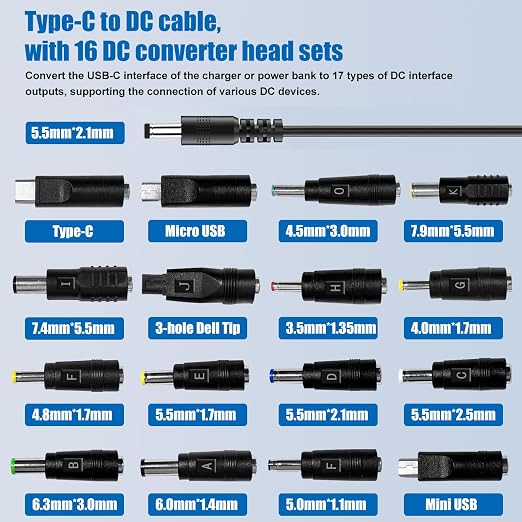 Black-100W with 16 Adapter DC Cable