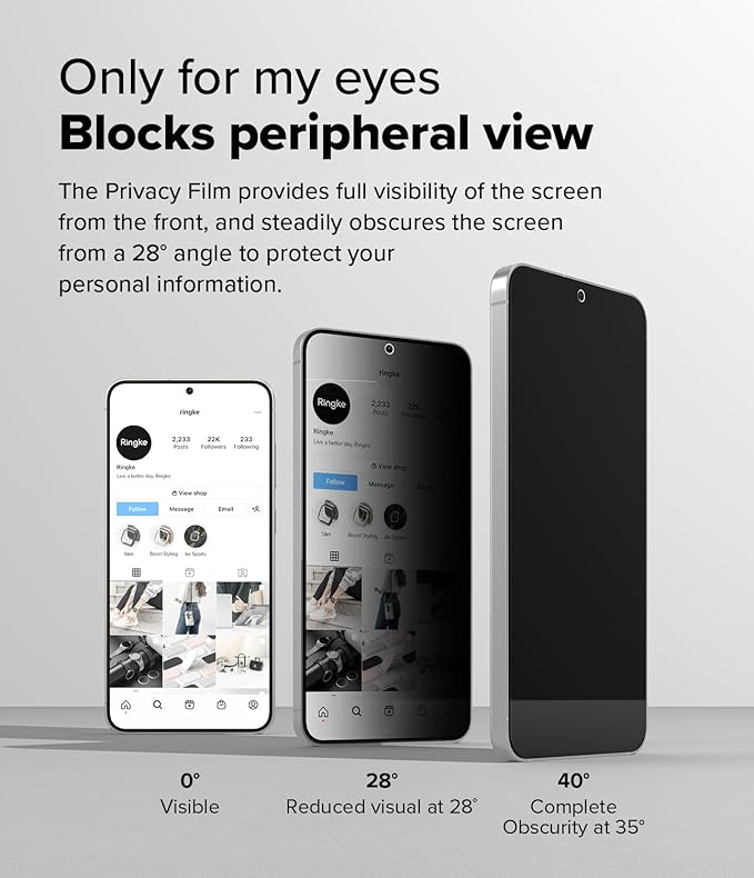 Ringke Easy Slide Privacy [Anti Spy] Compatible with Samsung Galaxy S25 Plus Screen Protector and Galaxy S24 Plus Tempered Glass Easy to Install Case Friendly - 2 Pack