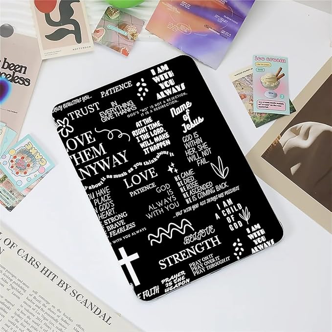Christian Quotes Case Compatible with IPad 9th 8th 7th Generation 10.9 Inch 2021/2019/2018Funny Cover with Trifold Stand + Pencil Holder for Boys GirlsiPad Pro 13inch 2024