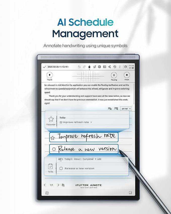 iFLYTEK AINOTE Air 2 Bundle – 8.2 E Ink AI Note-taking Tablet with Stylus 4096 Pressure Levels Digital Notebook with Voice-to-Text Transcription Multi-languages Support Ideal for Meetings &amp S