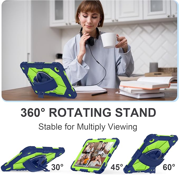 for Samsung Galaxy Tab A11 Plus/A9+ Case 2025/2023 11 Rugged Galaxy Tab A11+ Case Samsung A9 Plus Tablet Cover with 360 Rotating Stand Hand Strap Shoulder Strap Screen Protector Navy Green