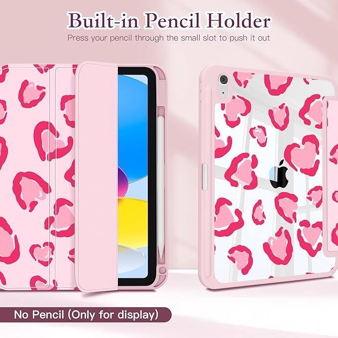 CISSOOK Case for iPad 11 inch (A16) 2025 11th Gen/iPad 10.9 inch 2022 10th Gen Built in Pencil Holder with Crystal Clear Back Cover with Auto Wake/Sleep &amp Stand Function Cute Pattern