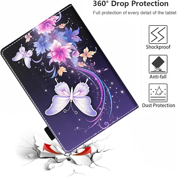 Case for All-New Amazon Fire HD 10 &amp 10 Plus Tablet 10.1 (13th/11th Generation 2023/2021 Release) Slim PU Leather Stand Cover with Card Slot &amp Auto Wake/Sleep Flowers and Butterfly