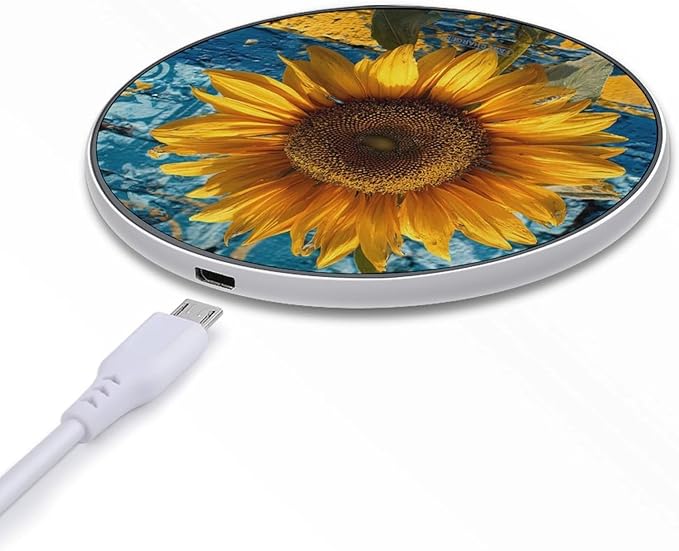 Ukraine Sunflower Ukrainian Fast Portable Charger 10W Funny Graphic Phone Charging Pad with USB Cable