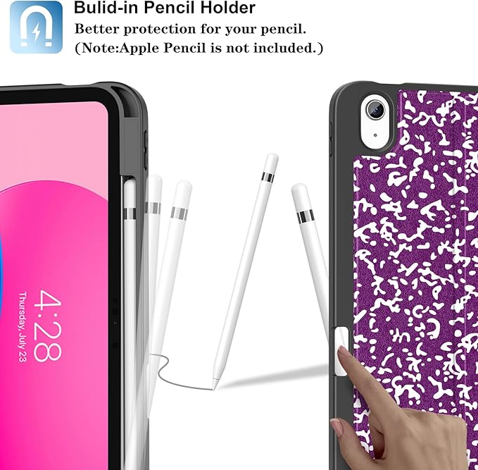 Supveco Case for iPad (A16) 11th Generation 11 inch (2025)iPad 10th Generation 10.9 inch (2022) with Pencil Holder-[Auto Wake/Sleep]Premium Folio Stand Case with Soft TPU Back Cover-New Purple