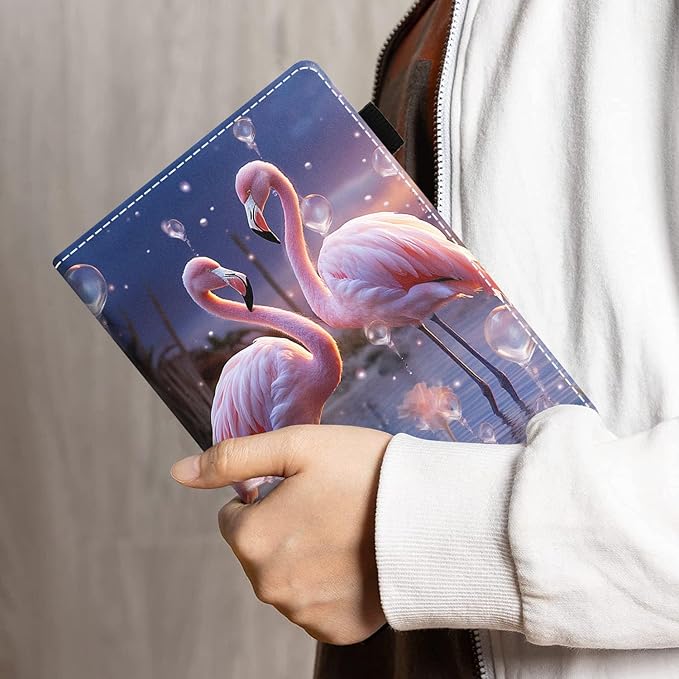 Case for All-New Amazon Kindle Fire HD 10 &amp 10 Plus Tablet 10.1 (13th/11th Generation 2023/2021 Release) - PU Leather Folio Case with Smart Auto Wake/Sleep Flamingo