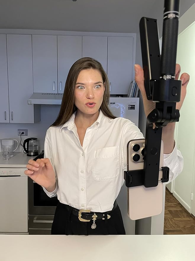 Ceiling Phone Mount for Content Creators and Influencers – Magnetic for Top-Down Video Recording for Cooking Fitness Tutorials &amp DIY| Create Viral Bird’s-Eye Content | Adjustable Height