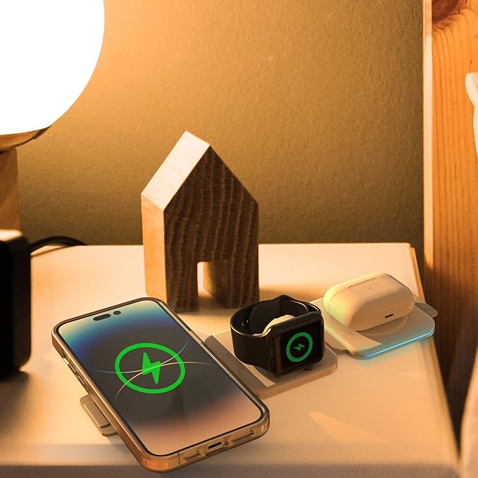 2-Pack Travel 3 in 1 Charging Stations for Multiple Apple Devices - Designed for iPhone Watch and AirPods Magnetic Wireless Charging - Foldable Design Compatible with MagSafe Products