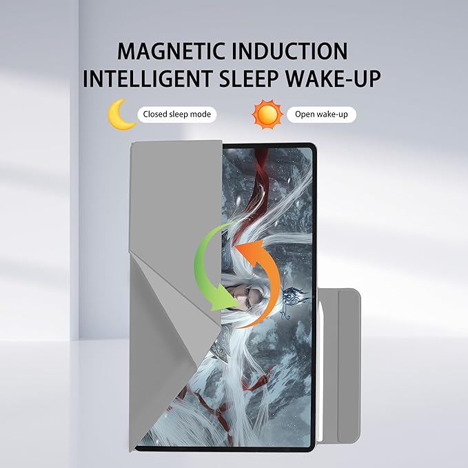 Magnetic Case for Samsung Galaxy Tab S11 Ultra 14.6 Inch 2025 - Model SM-X930/SM-X936 Tablet with S-Pen Holder Auto Wake/Sleep Smart Tablet Cover Grey