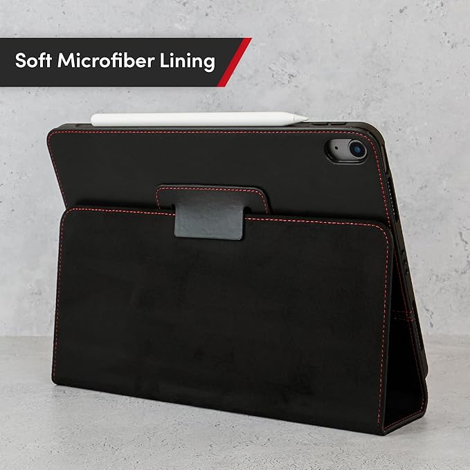 Casemade Real Leather Case Compatible with iPad Air 11-inch M4/M3/M2 (2026/2025/2024) iPad Air 5th/4th Generation 10.9'' - Full-Grain Leather Cover Auto Sleep/Wake Dual Stand Position (Black)