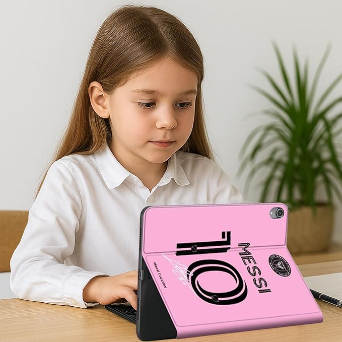 ZERMU Case for iPad (A16) 11th/10th Generation 11''/10.9''(2025/2022) Mess%i #10 Miam-i Soccer Shockproof Magnetic Cover [Auto Sleep/Wake] with Pencil Holder Multi-Angle Stand Touch ID Support