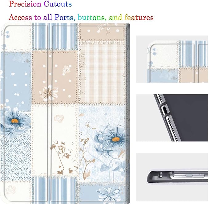 Blue White Patchwork Flower