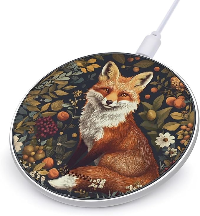Fox Vintage Forests Wireless Charger Anti-Slip Wireless Charging Pad Slim Charger Mat for Men Women