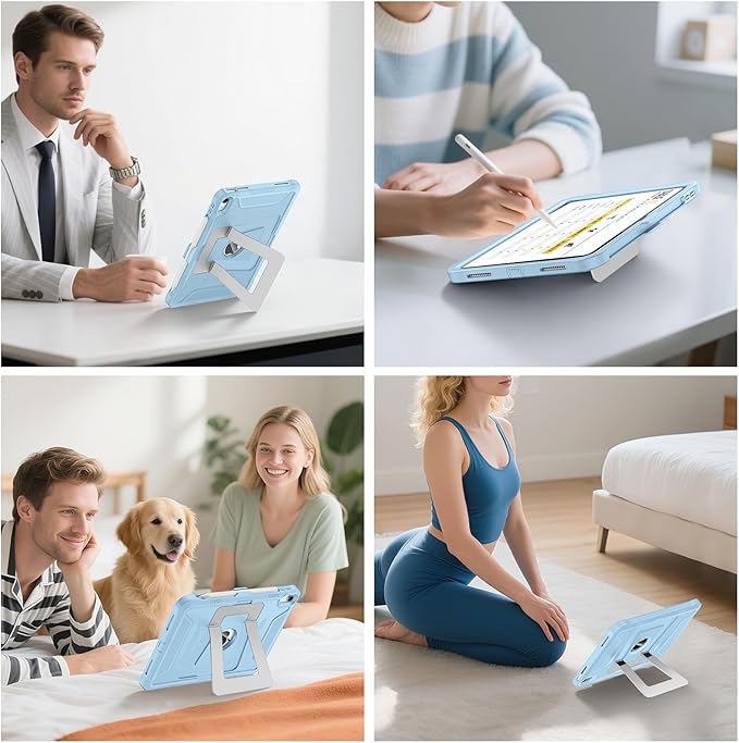 Soke Case for iPad (A16) 11th Generation 11-Inch 2025 /10th Generation 10.9-Inch 2022 with Screen Protector and Multi-Angle Kickstand Rugged Full Body Heavy Duty Protective Cover - Ice Blue