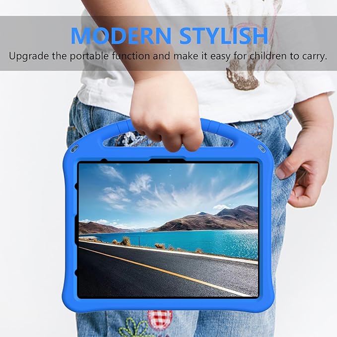 Case for iPad Air 13 inch (M2/M3) 2024/2025 for iPad Pro 13 inch (M4) 2024/12.9 inch (M2) 2022 EVA Shockproof Cover with Strap Handle Stand Blue