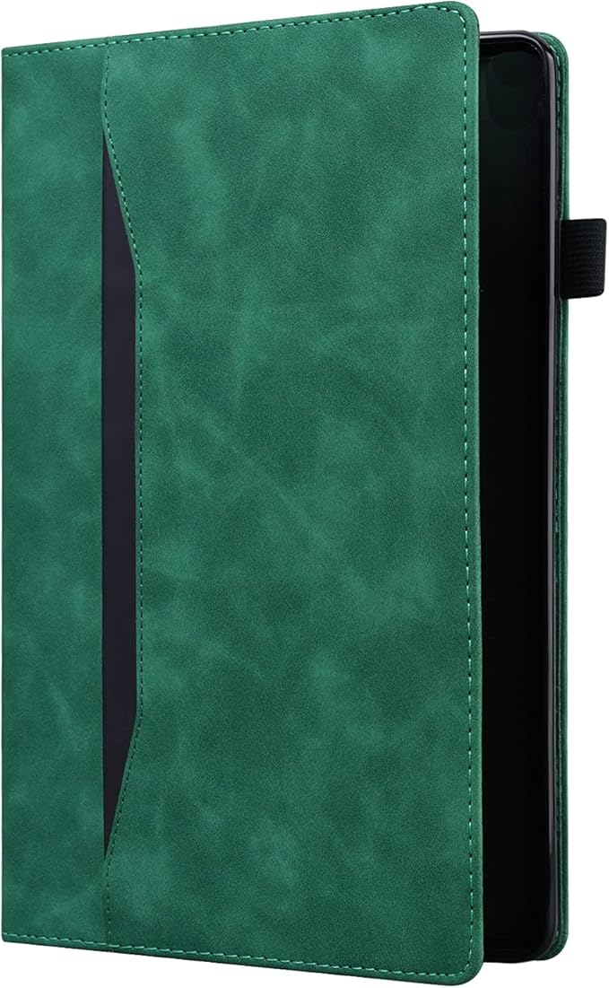 for Amazon Kindle Fire HD 10 &amp Fire HD 10 Plus Tablet Case 13th/11th Generation 10.1 (2023/2021) Folio Stand Embossed PU Leather Wallet Cover with Pencil Holder/Document Card Pockets Green