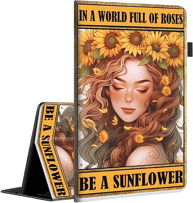 Case Fits Amazon Kindle Fire HD 8 &amp 8 Plus Tablet (12th Generation/10th Generation 2022/2020 Release) 8 Multi-Angle Smart Stand Cover Auto Sleep/WakeSunflower Girl