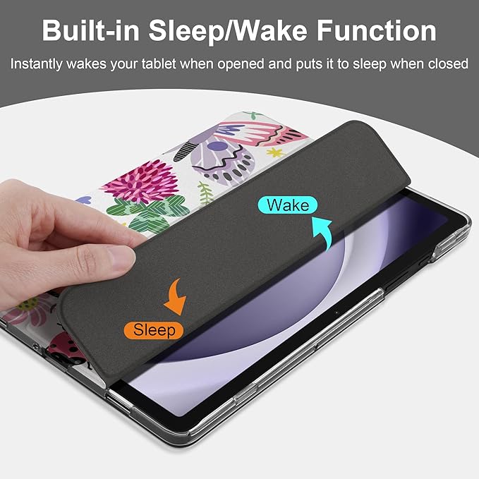 DONGKE Case for Samsung Galaxy Tab A11 Plus A11+ 11 inch (2025/2026) &amp Tab A9 Plus A9+ 11 inch (2024/2023) Slim Smart Stand Cover with Translucent Hard Back Auto Wake/Sleep - Dragonfly