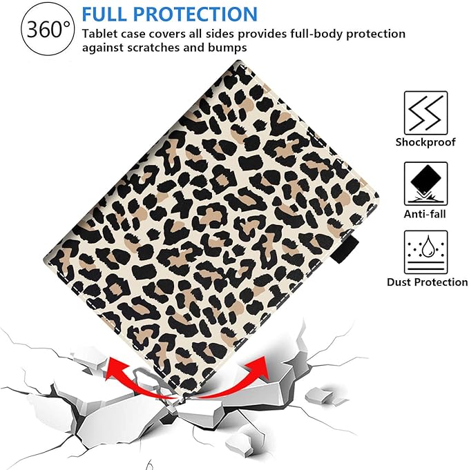 Case for Amazon Kindle Fire HD 10 &amp Fire HD 10 Plus Tablet (11th Generation 2021 Release) Premium PU Leather Stand Cover with Smart Auto Wake Leopard Print