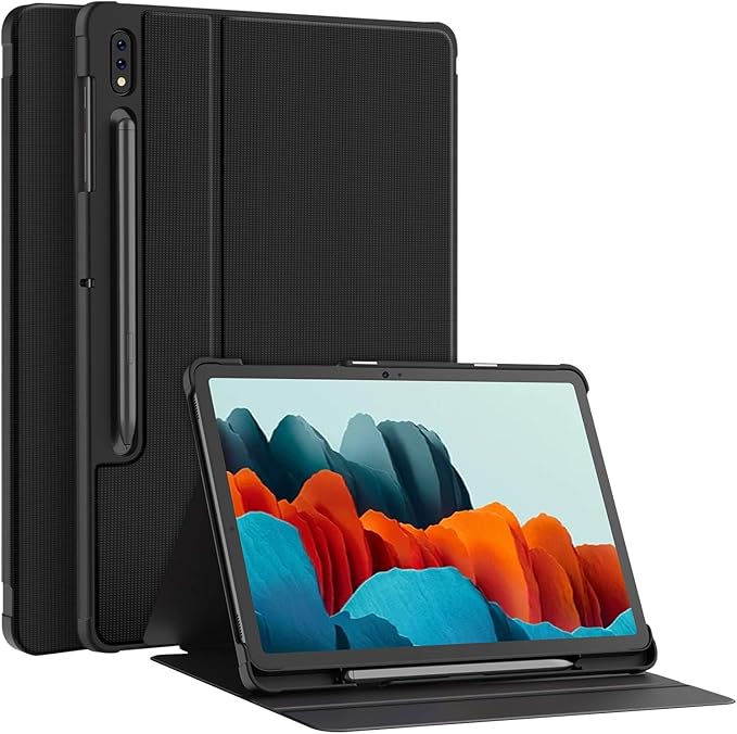 Soke Case for Samsung Tab S8 2022 &amp S7 2020 -Premium Shock Proof Stand Folio Case Multi- Viewing Angles Hard PC Back Cover for Galaxy Tab S8 11 inch Tablet [SM-X700/X706/T870/T875/T878] Black