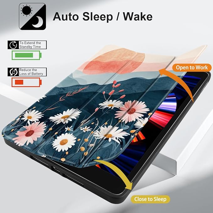 DONGKE Case Compatible with iPad 10.2 Inch 2021 2020 2019 iPad 9th/8th/7th Generation with Pencil Holder Slim Stand Protective Case with Soft TPU Back Auto Sleep/Wake Cover Daisie