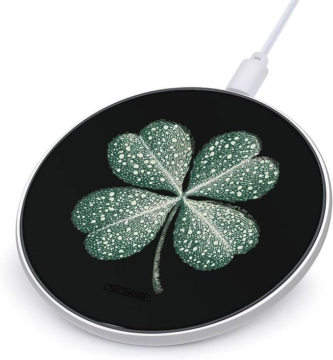 Four-Leaf Clovers Fast Portable Charger 10W Funny Graphic Phone Charging Pad with USB Cable