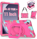 DETUOSI Case for Samsung Galaxy Tab A9 Plus 11 inch 2023 Tab A9 Plus Shockproof Cover with 360°Rotatable Stand &amp Shoulder Strap Heavy Duty Case for SM-X210/X216/X218 Camouflage Rose Red