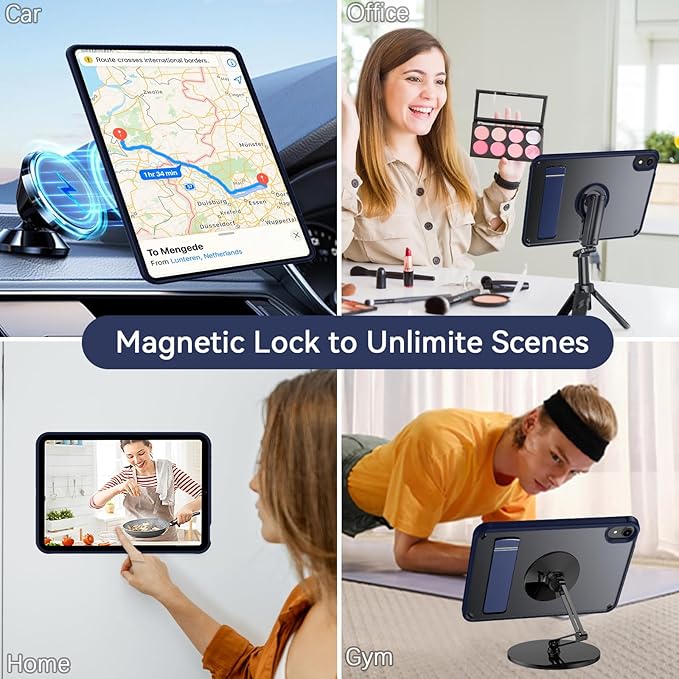 Telaso for iPad mini 7 A17 Pro 2024/iPad Mini 6 2021 Case iPad mini 7th/6th Gen Magnetic Case with Invisible Portrait/Landscape Stand Translucent Matte Back Soft TPU Bumper Cover Navy Blue
