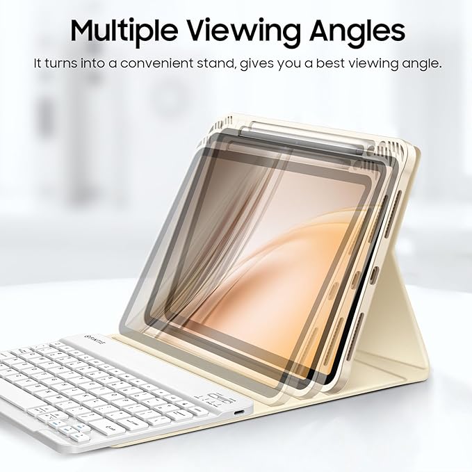 Fintie Keyboard Case for iPad Air 11-inch M4/M3/M2 (2026/2025/2024) iPad Air 5th/4th Generation (2022/2020) 10.9 Inch - Soft TPU Cover w/Magnetically Detachable Bluetooth Keyboard Starlight
