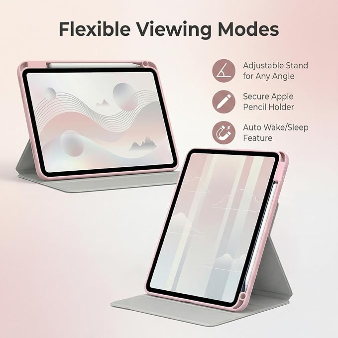 Cute Girly iPad Case with Rotating Stand Compatible with iPad (A16) 11th Generation 11 Inch 2025 &amp iPad 10th Gen 10.9 Inch 2022 Protective Folio Tablet Cover for Women Girls Teens Kids (Cute Cate