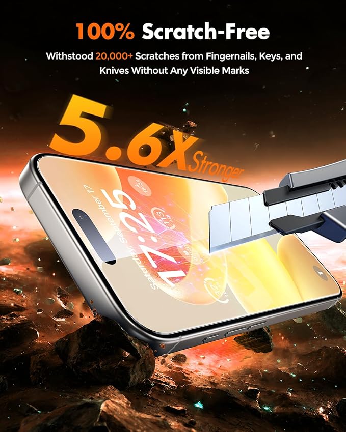 UNBREAKcable iPhone 16 Plus Screen Protector [3-Pack] Tempered Glass with Auto-Align Tech for Easy Install 9H+ Hardness Anti-Fingerprint Ultra-Clear Full-Coverage Protection 6.7-Inch