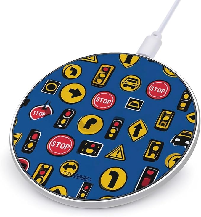 Cartoon Traffic Signs Phone Charger Magnetic Charging Pad Anti-Slip with USB Cable