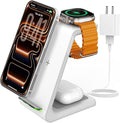 Charging Station for iPhone and Apple Watch: 3 in 1 Wireless Phone Charger Stand for iPhone 17 16 15 14 13 12 11 Pro Max &amp AirPods Bedside Nightstand Docking