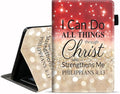 Case for Kindle Fire HD 10/Fire HD 10 Plus Tablet 10.1 inch (11th Gen 2021 Released) - Red Glitter Quote Bible Verse Philippians 4-13 Design Slim PU Leather Cover with Auto Sleep Wake