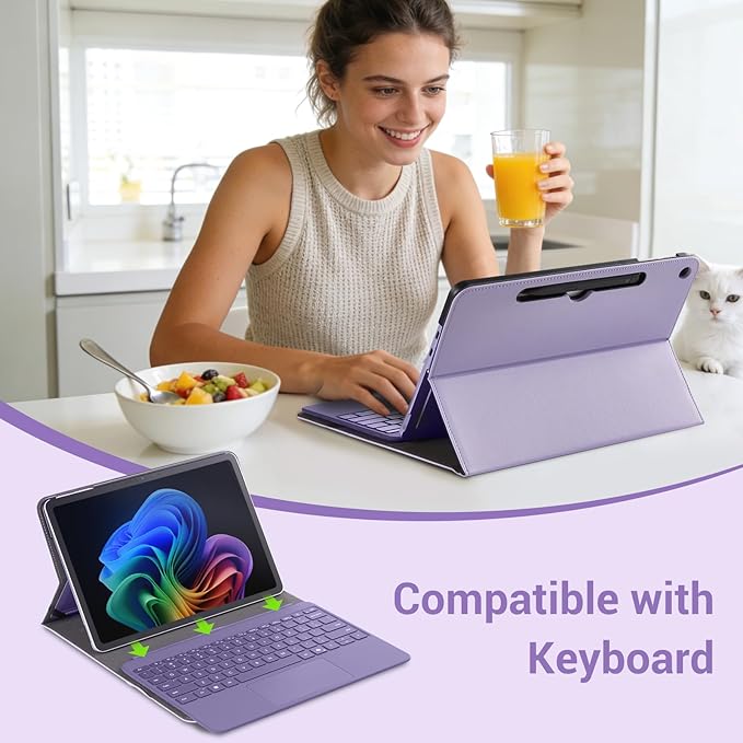 CoBak Case for Microsoft Surface Pro 12 (2025) Premium Business Cover with Multi-Angle Stand Embedded Stylus Holder Keyboard Support &amp Built-in Organizer – Tailored for ProfessionalsViolet